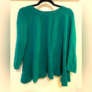 Alisha Levine green tulip back cashmere sweater sz L